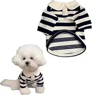 Qiansail Dog Clothes, Cute Polo Shirt, Striped Collar T-Shirt for Small Medium Dogs Soft Summer Outfits for Puppy Kitten (M)