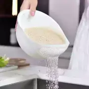Rice Sieve Plastic Colander Kitchen Drain Basket with Handles Rice Bowl Strainer