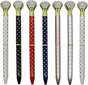 Maydahui 12PCS Big Diamond Ballpoint Pens Retractable Bling Rhinestone Pen Novelty Polka Dot Gem Pens 6 Color Black Ink for Office School Wedding Decorations
