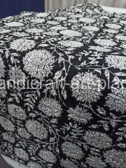 Unique Indian Kantha Hand Block Print Handmade King Size Bedspread Quilt 90x108