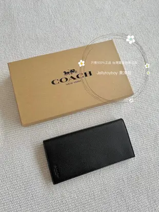 COACH F74978 黑色防刮牛皮 兩折式長夾 西裝夾 折扣款 全新正品 LV M61697款父親節 男朋友 生日禮物