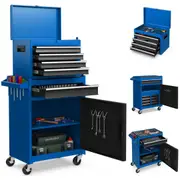 Costway 5-Drawer Detachable Tool Storage Cabinet Rolling Tool Chest w/High Capacity Blue