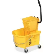 Genuine Joe 6.5 Gal. Side Press Mop Bucket Wringer Combo, Yellow (GJO60466)