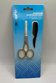 Blade for Men Premium Mustache Duo, Stainless Steel Scissors & Comb Groom & trim