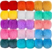 BQTQ 30 Pieces Faux Fur Pom Pom Balls with Elastic Loop Faux Rabbit Fur Fluffy Pom Pom for Hats Keychains Scarves Gloves Bags Accessories (15 Rainbow Colours, 2 Pcs per Colour)