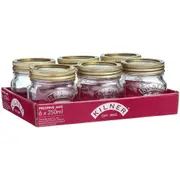6pc Kilner Genuine 250ml Glass Preserve Jars w/ Metal Lid Container Set Clear