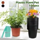 Plant Pot 100Pcs PP Flower Pot 4in Reusable Flower Planter with 8 Drainage DR