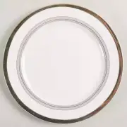 Grace's Teaware White/ Gold Bands, Rim, Gold Trim Dinner Plates, Set of 4