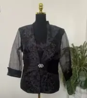 NWT R & M Richards Women’s Black Sequin Evening 2 Piece Twinset Size 14, $119