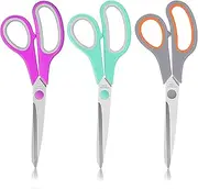 Kasoud Sharp Scissors, 3PCS Office Scissors, Stainless with Soft Grip Handle, Heavy DutyScissors, CraftScissors for Adults, PaperScissors for Adults for School Office Craft Home, Right/Left Handed