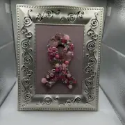 Framed Jewelry Art Breast Cancer Heart Handmade One Of A Kind 8x10