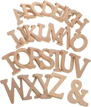 LALADEFIEE 1 Set Rustic Unfinished Wood Letters Mini Craft Alphabet Blocks Paintable Blank Letter Symbols Decorative Wooden Initials for Home Decor Nursery Wall Art
