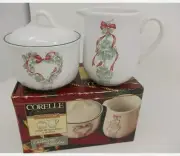 NEW Old Stock Christmas CORELLE CALLAWAY HOLIDAY SUGAR BOWL and CREAMER Ivy