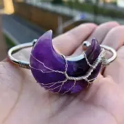 Amethyst Gems Tree Of life Moon bangle bracelet Reiki Balancing Amulet