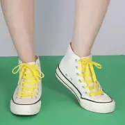 1pair Double Layers Flat Boot Shoelaces Strings Yellow for Sneakers Tennis Shoes