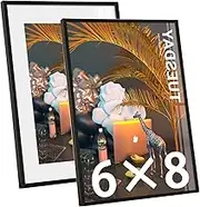 6x8 Picture Frame Set of 2, Aluminum Photo Frame, Metal Picture Frame Collection,Display Pictures with Plexiglass for High Definition Wall Mounting and Tabletop Horizontal or Vertical Display,Black