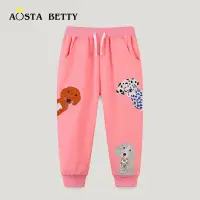 在飛比找蝦皮購物優惠-“AOSTA BETTY” 兒童純棉長褲  春秋季女童刺繡卡