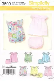 Uncut Simplicity Sewing Pattern 3509 Babies Dress Romper and Panties Size: XXS-L
