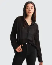 [Belle & Bloom] Yoko Shirred Chiffon Blouse - Black