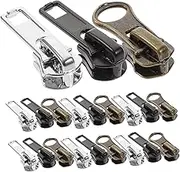 HORIALENCE DIY Zippers Heads Set for Clothing 57pcs Metal Zipper Pulls Replacement Head Repair Kit for Jeans Slacks