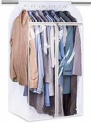 MISSLO 43" Garment Clothes Cover for Wardrobe Storage Large Clear Clothes Rail Cover Hanging Rack Protector for Suit, Coat, Dress, Bottom Enclosed