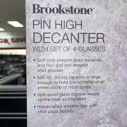 Brookstone Pin High Decanter Golf Decanter Whiskey Set Of 4