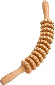 Wooden 12-Roller Body Massager Stick - Manual Meridian Massager for Neck, Waist, Thighs, Trigger Point Therapy Trigger Points for Release Cellulite Sore Muscle Blasting