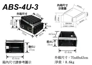 【六絃樂器】全新 Stander 航空瑞克箱 ABS 4U-3 三開機櫃 / 舞台音響設備 專業PA器材