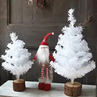 在飛比找蝦皮購物優惠-桌面迷你聖誕樹,白色聖誕樹,帶木製底座的小聖誕樹,用於桌面家