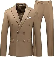 [Maiyifu-GJ] Men's Casual Business 2 Piece Suit Sets Slim Fit Double Breasted Blazer Jacket Pants Set Wedding Prom Tuxedo Suits