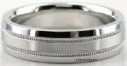 PLATINUM MENS WEDDING BANDS RINGS SATIN FINISH MILGRAIN 6MM