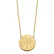 14k Gold Polished Tree of Life Necklace 18"