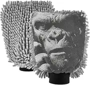 XYMZR Black White Portrait Monkey Absorbent Microfiber Car Wash Mitt, Funny Cute Anime Scratch Free for Cars Cleaning, Home Cleaning Mitts, 2 Pack, 10.24” L x 7.09” W