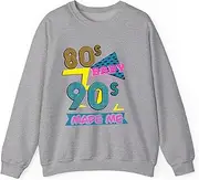 [Generic] 80s Baby 90s Made Me Retro Nostalgia Sweatshirt for Adults Crew Neck Long Sleeve Pullover