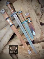 Hand Forged Damascus Steel Viking Sword Battle Ready Medieval Sword With Scabard