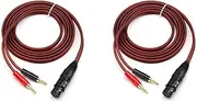 2X XLR to Banana Speaker Cable,XLR 3 Pin Female to Dual Banana Plugs Audio Cable, Gold-Plated 4mm Plug to XLR3 Pro HiFi