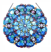 21" Round Stained Glass Window Hanging Panel Suncatcher