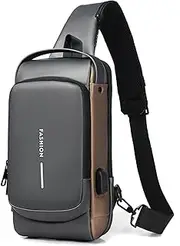 [Bealin] Waterproof Sling Bag Crossbody Backpack for Men Women Anti-Theft Sling Chest Bag with USB Charging Port for Hiking Walking Grey, 3# Grey
