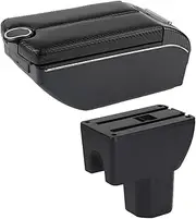 for S&uzuki for Ignis Armrest Box Dual Layer Central Store Content Retractable Carbon Fiber Leather Cup Holder Ashtray Accessories Car Centre Armrest Glove Box(D2 7 USB)