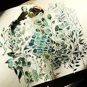 Doraking DIY Decoration Transparent Sulfuric Paper Green Plants Stickers for Scrapbook