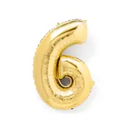 Gold Look Giant Number 6 Foil Balloon