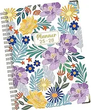 Calendar Book - School Notebook,A5 Thick July 2025-June 2026 Aesthetic Flower Pattern Coil Diary for Journaling Note-taking Sketching Studying Creative Writing Planning