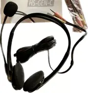 HS-GEN-C Stereo Communication Wired Headset w/ Microphone Nuance Dragon cord