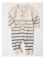 [Sprout] Intarsia Button Down Heley Coverall in Beige