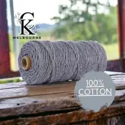 5MM 3ply macrame cord 100m CHARCOAL 3Strand Twist Craft Cotton Rope Australia