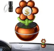 Car Fragrance Air Freshener,Solar-Powered Car Perfume Decoration - Flower Design Wealth Sign, 360 Degree Rotation, Scent Decor Accessories For Dashboard Decoration