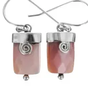 925 Sterling Silver Pink Mother Of Pearl Shell Sterling Earrings, 9/16"