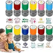 Teacher Stamps - Teacher Stamps for Marking | Personalised Teacher Stamp | Teacher Stamps Personalised | 12x Creative Stamp Set | Homework Comment Stamps for Assessments Behavior Rewards