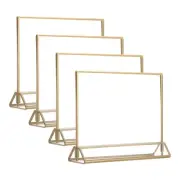 4x6 Inch Clear Acrylic Sign Holder, 4 Packs Table Menu Stands Gold Borders