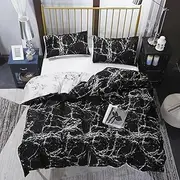 Black White Marble Quilt Doona Duvet Cover Set Single Double Queen King Size Available to Choose King